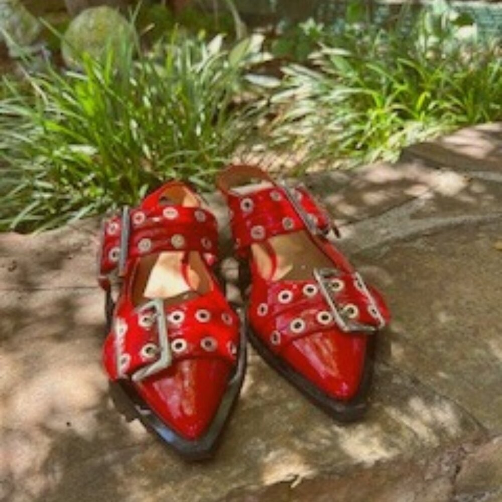 Ganni  Red Flats - with hardware